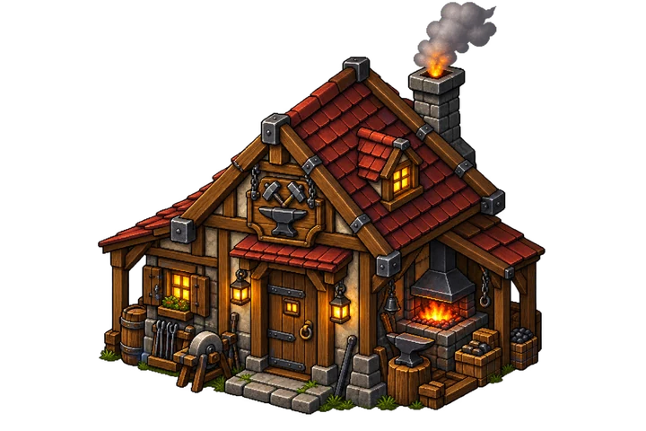 A blacksmith building in Eldervale